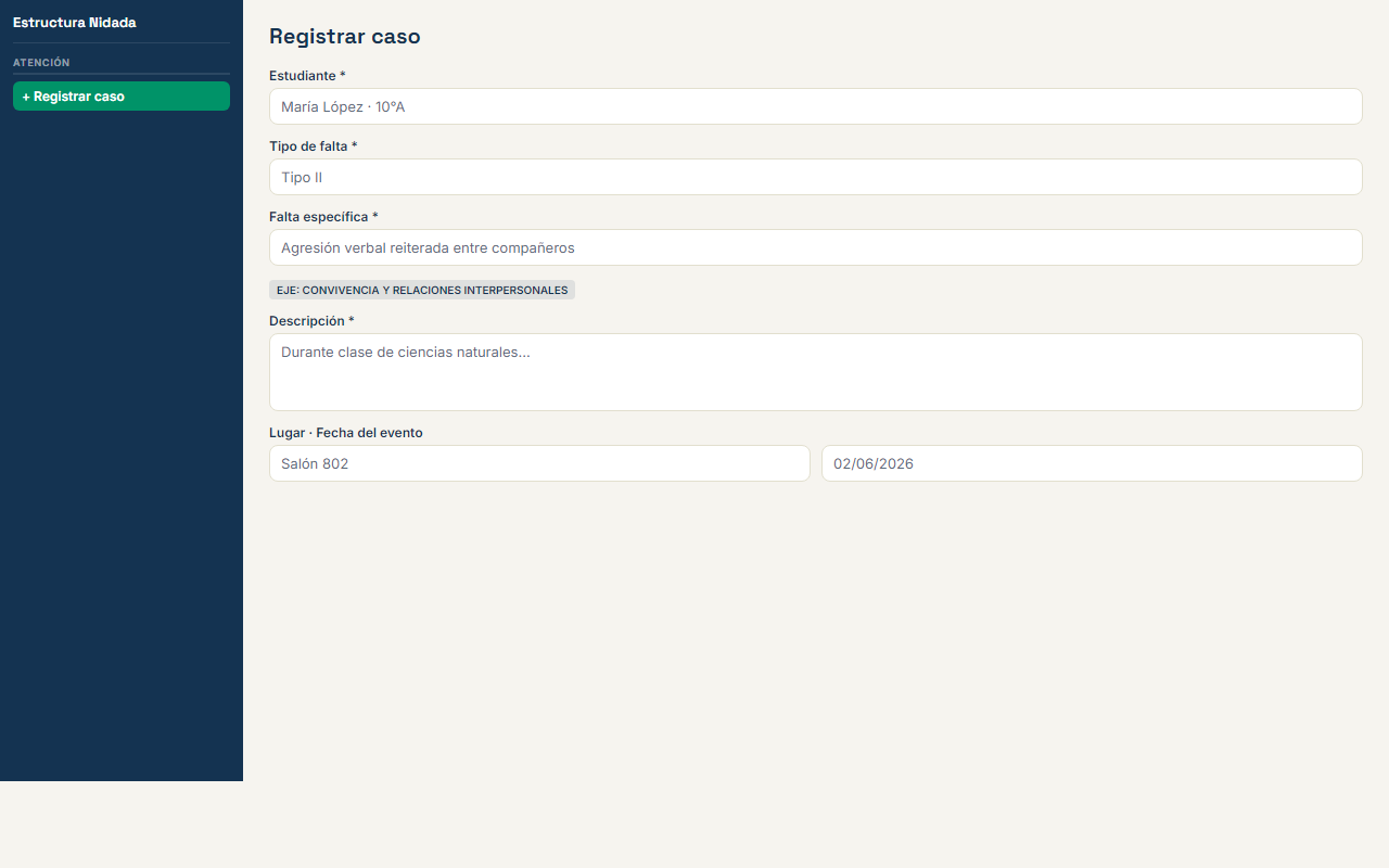Pantalla registrar caso